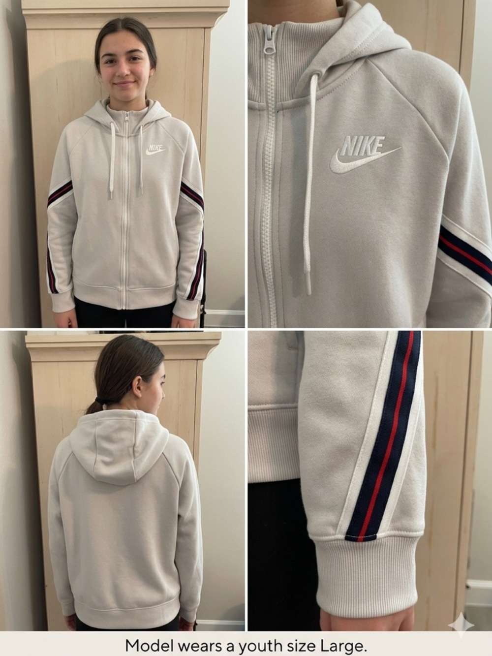 Nike Sportswear Girls Heritage Full-Zip Hoodie - Youth Large